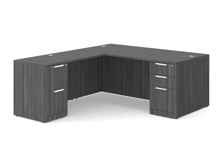 Grey L-Desk – L-shaped desk in a grey finish.
