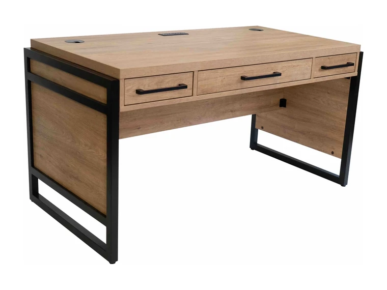 Industrial Desk – Wood top on a black metal frame.