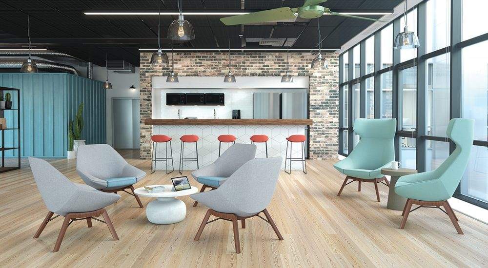 Colorful lounge seating area