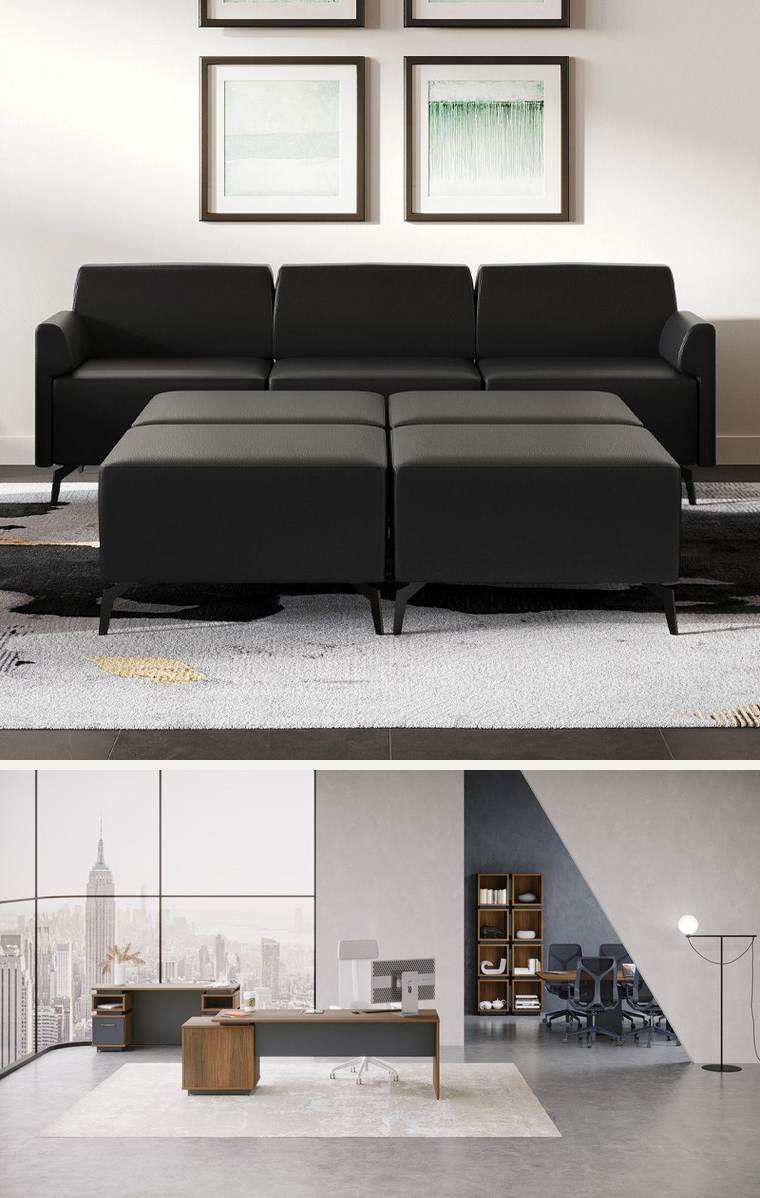 Executive Desk – Executive desk with storage wall.