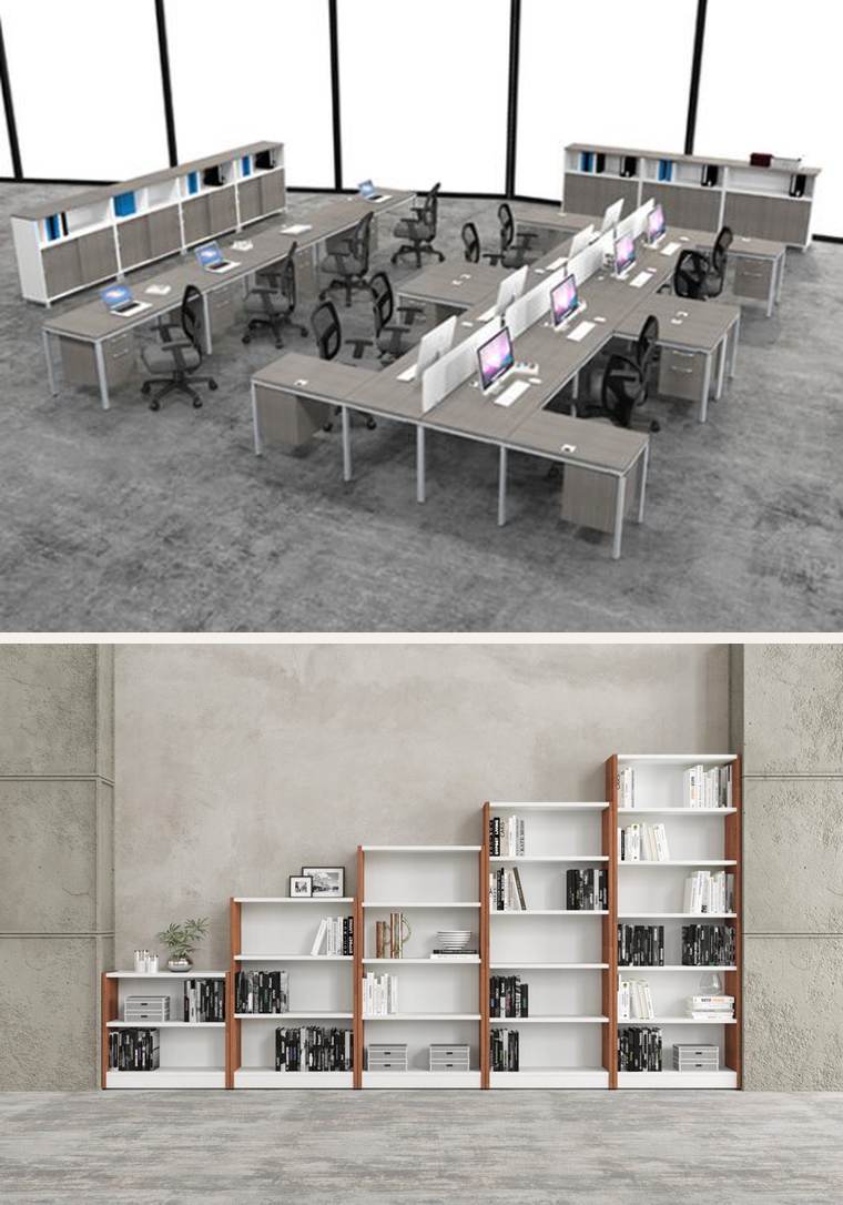 Benching with Storage – Pedestals and overhead storage options.