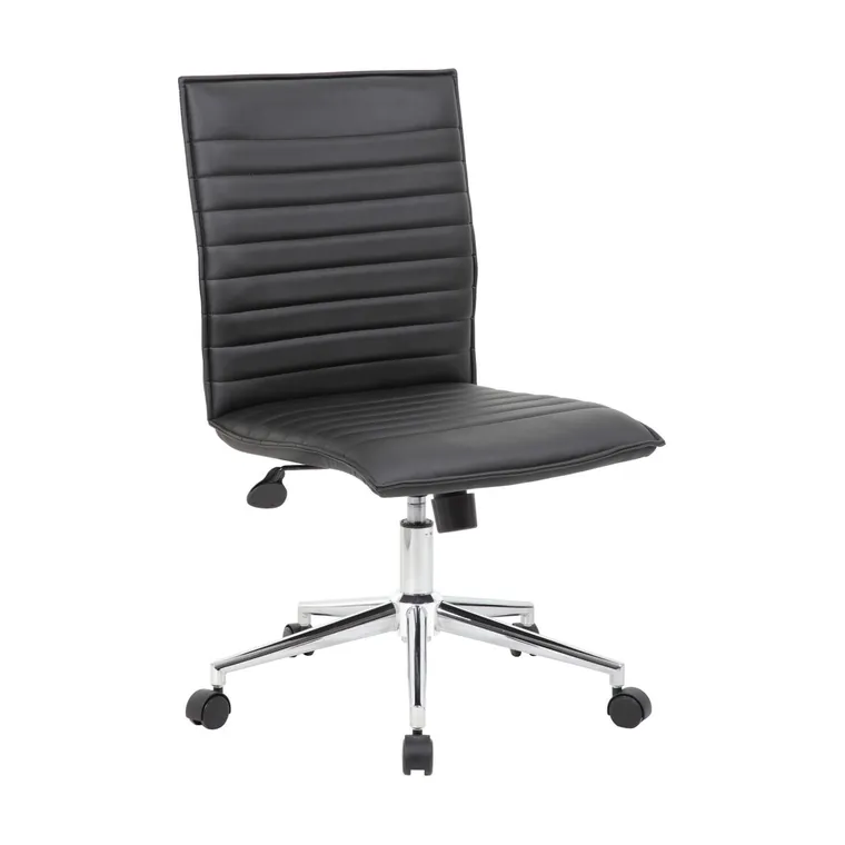 Armless Conference Chair – Ribbed back, chrome base.