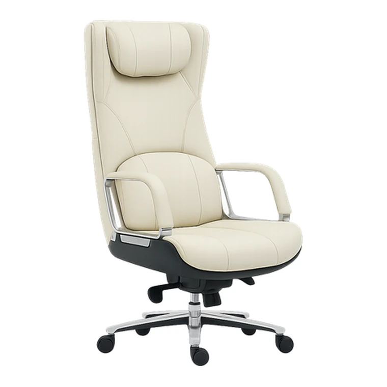 Cream Executive Chair – Soft cream high back, chrome base.