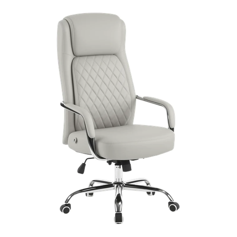 Quilted Executive Chair – Quilted grey upholstery, high back.