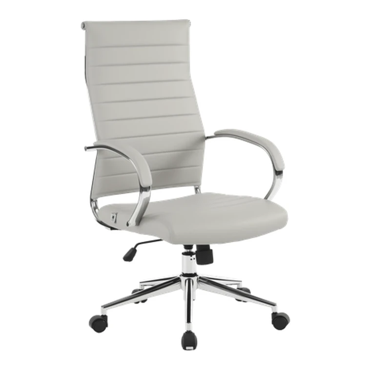 White Ribbed Office Chair – Ribbed back, chrome arms.