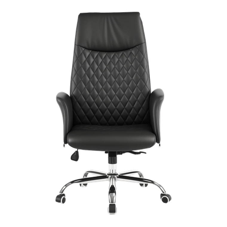 Diamond-Stitched Executive Chair – Stitched leather, padded arms.