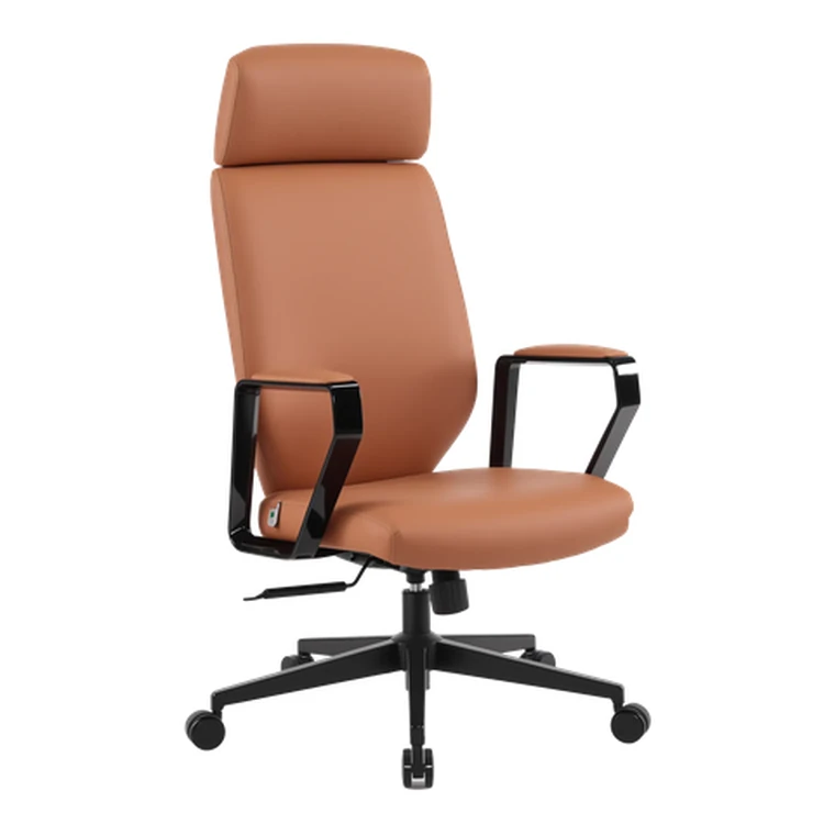 Cognac Executive Chair – Warm leather with chrome frame.