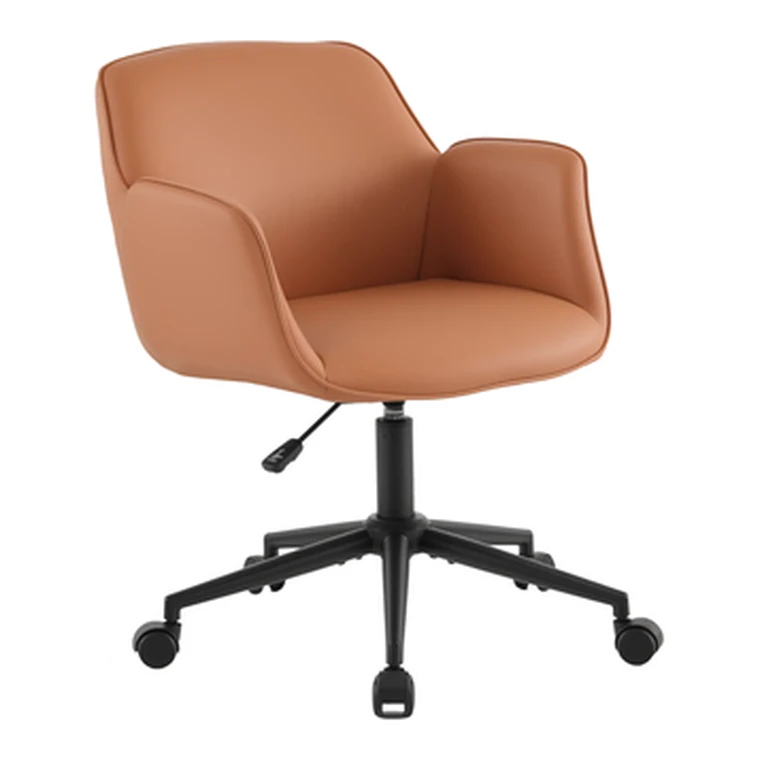 Cognac Swivel Chair – Rounded swivel chair in warm leather.