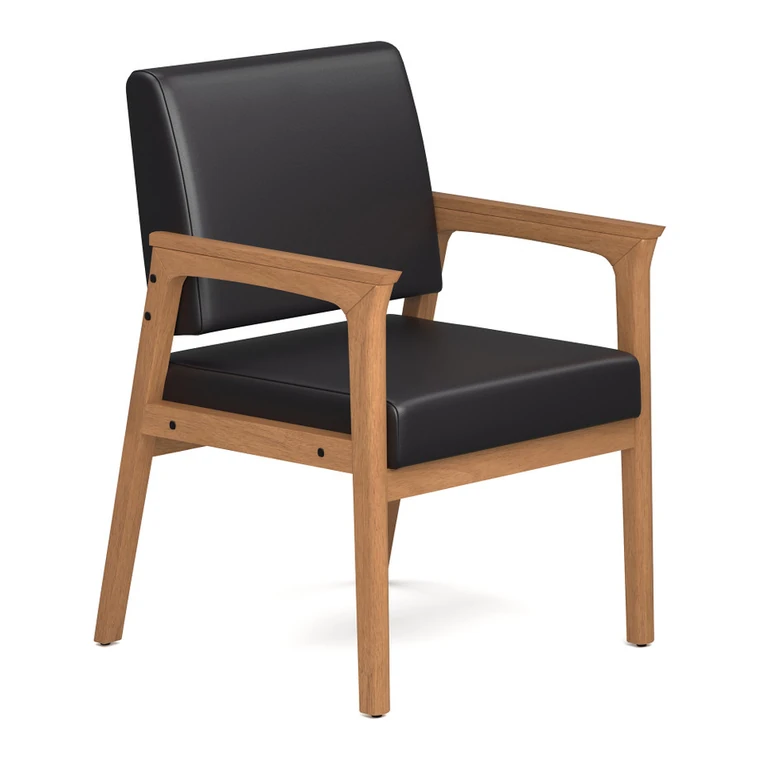 Wood-Frame Guest Armchair – Upholstered seat in a wood frame.