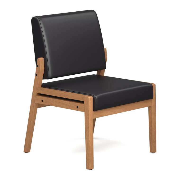 Armless Wood-Frame Chair – Upholstered side chair on wood legs.