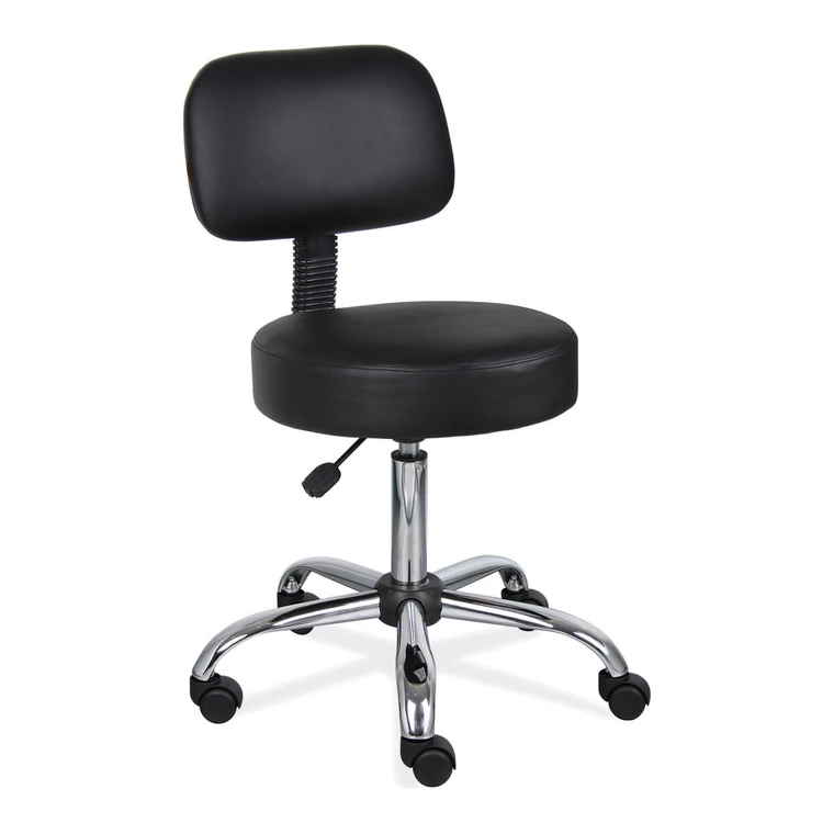 Rolling Stool with Back – Height adjustable stool on casters.