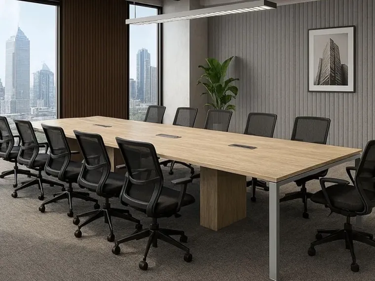 Large Conference Table – Light oak table for big teams.