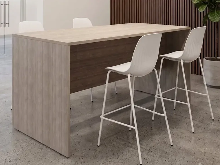 Standing-Height Table – Counter-height table for quick meetups.